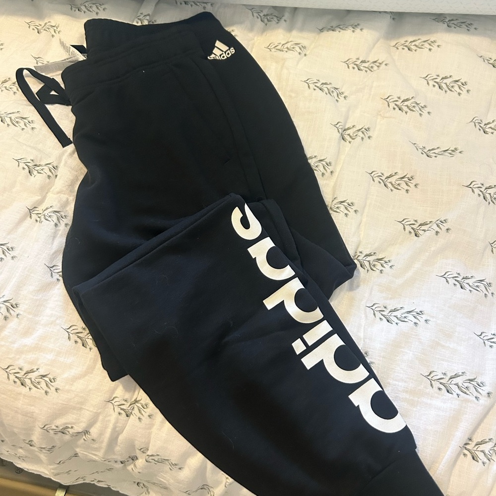 Adidas Kids Black Joggers with White Logo